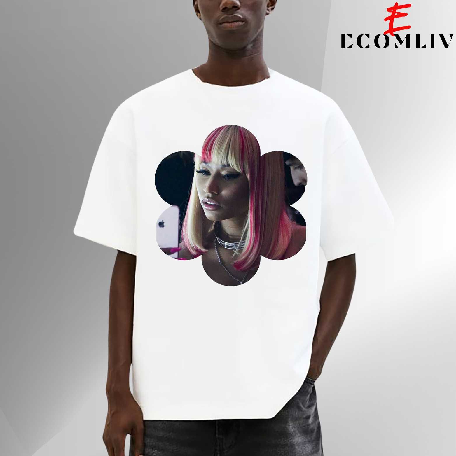 Nicki Minaj Portrait T Shirt, Rap Queen Album Tee, Hip Hop Diva Graphic Top